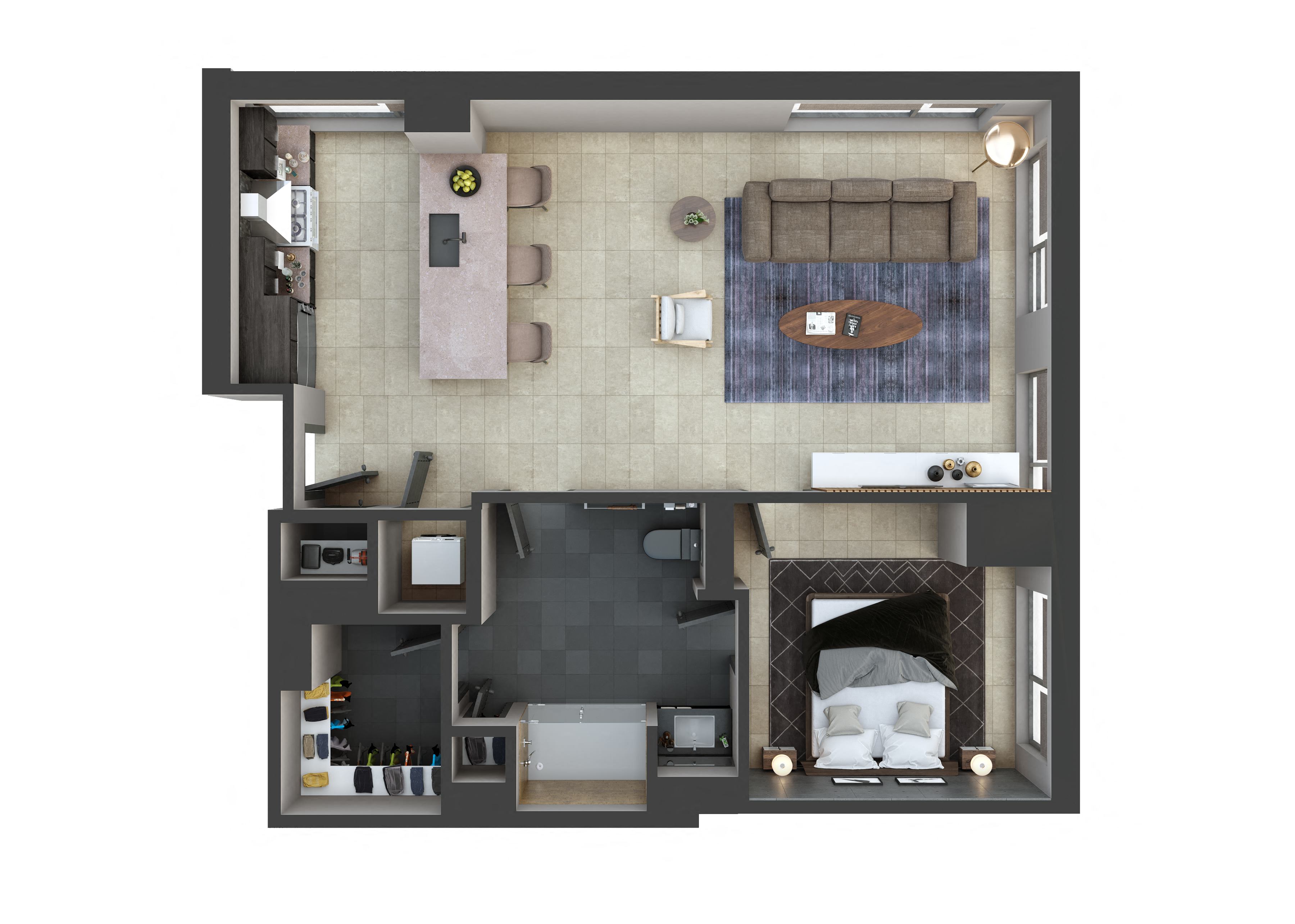 3D floor plan image for apartment U1404 at Randolph Perimeter